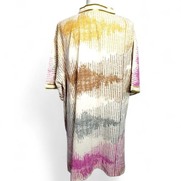 Soft Surroundings Kimono Cardigan Metallic Gold Stripe Open Front Loungewear OS - Picture 4 of 6